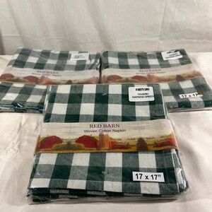 Red barn napkin green and white plaid